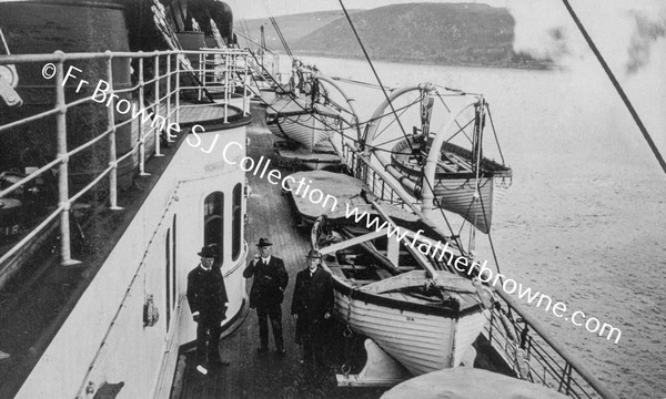 A-DECK OF THE MAURETANIA SHOWING EXTRA LIFEBOATS